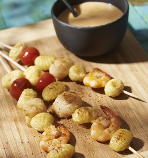 Brochettes noix de Saint Jacques et gnocchi