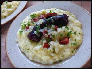 recette - Boudin noir et sa purée aux deux pommes au thermomix