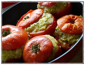 recette - Tomates farcies à la brandade de morue et pâte d'olives vertes