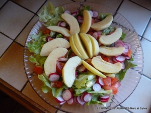 recette - Salade feuilles de chêne aux pommes et radis