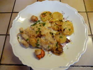 recette - Filet de lieu au four coquilles saint-Jacques et pommes de terre
