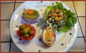 Aspics oeufs, jambon et légumes