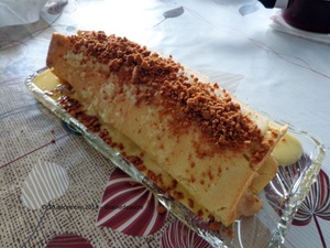 recette - Bûche à la banane, spéculoos et chocolat blanc