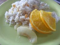 recette - Cabillaud fruité et riz aux amandes