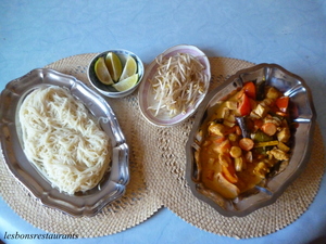 recette - Escalopes de dinde et nouilles somen au curry