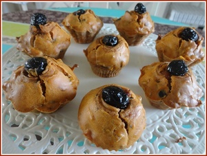 recette - Muffins à la farine à la tomate, lardons et olives 