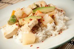 recette - Riz au tofu, aux carottes et aux poireaux