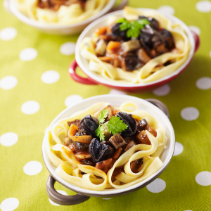 recette - Tagliatelles aux escargots et aubergines