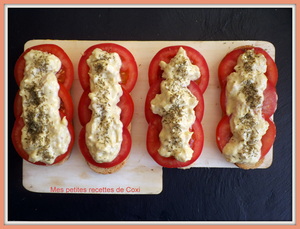 Tartines de tomate et thon mayonnaise 