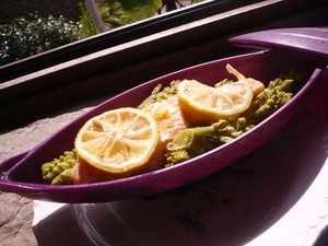 recette - Truite saumonée sur lit de romanesco