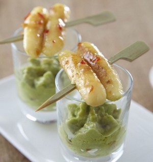 Verrine de guacamole et mini quenelles à poêler