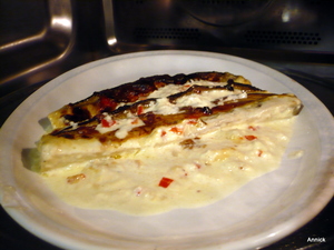 recette - Aubergines à la crème de fromage de chèvre et piment doux