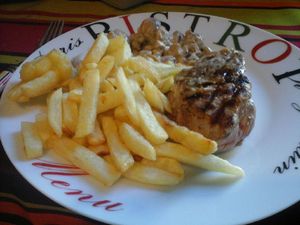 recette - Pavé de veau et champignons sauce au lait de coco