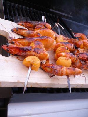 recette - Brochettes gambas et melon