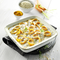 Gratin de carottes au millet, lentilles corail et lait de coco