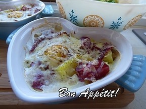 recette - Gratin de pommes de terre et oeufs à la cancoillotte