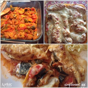 recette - Gratin de filet de poulet à la crème sur lit de ratatouille