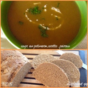 Soupe potimarron, poireaux et carottes