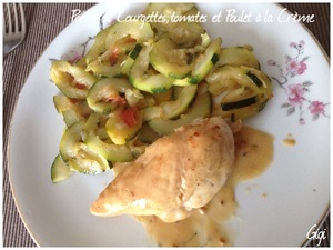 Poêlée de courgettes, tomates et poulet à la crème