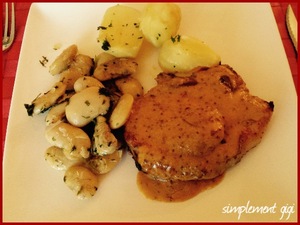 recette - Côtes de porc, sauce moutarde à l'ancienne et haricots de Soissons