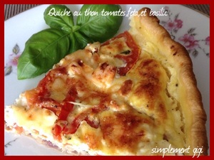 recette - Quiche au thon, tomates, feta et basilic