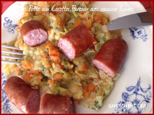 recette - Potée aux carottes, poireaux avec saucisse fumée