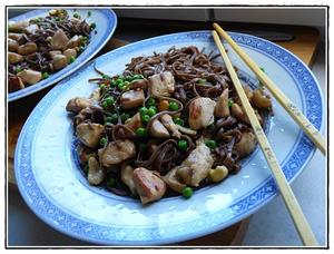 recette - Nouilles "Soba" sautées au poulet et aux noix de cajou