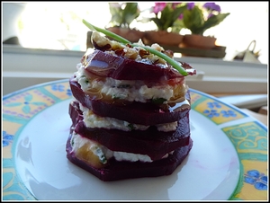 recette - Millefeuille de betterave rouge au fromage de chèvre