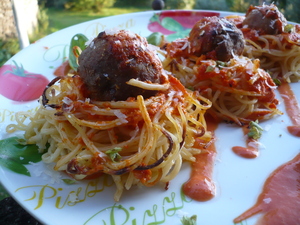 recette - Nids de spaghettis et boulettes