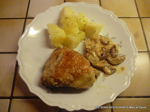 recette - Poulet à la crème et aux champignons