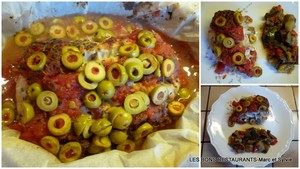 Papillote de lieu aux tomates et aux olives