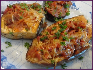 recette - Aubergines farcies au jambon et aux tomates