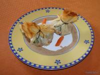 recette - Aumônières de saumon et crevettes
