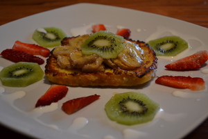 recette - Banane au four sur pain perdu