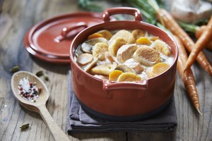 Blanquette de poissons aux suprêmes soufflés écrevisses