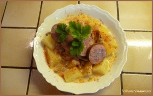recette - Blanquette de pommes de terre et sa saucisse fumée