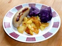 Boudin blanc au chou rouge et aux pommes