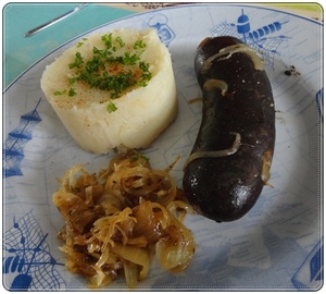 Boudin noir au four et purée de chou-fleur