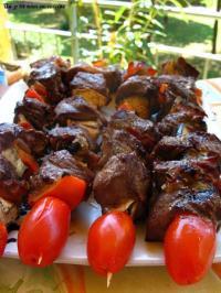 recette - Brochettes de boeuf marinées et ses petits légumes