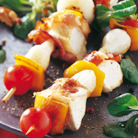 recette - Brochettes de fromages Picodons aux légumes