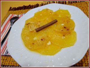 Carpaccio d'oranges au miel et aux épices