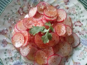 recette - Carpaccio de navets nouveaux et radis 