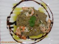 recette - Caviar d'aubergines et crevettes au citron vert