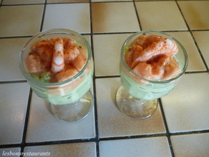 recette - Cocktails d'avocat aux crevettes et au saumon fumé