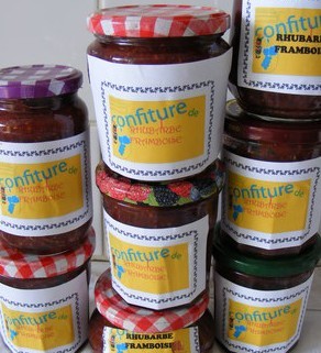 recette - Confiture framboises et rhubarbe