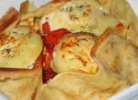 recette - Corolle de crêpe au poulet, au poivron et au chèvre