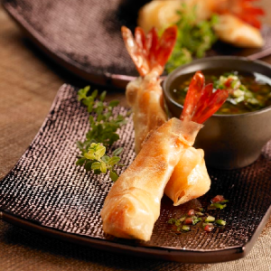 recette - Croustillants de gambas au miel d’oranger