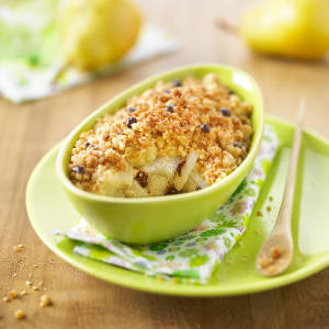 recette - Crumble poire et chocolat