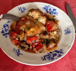 recette - Cuisses de poulet façon Basquaise