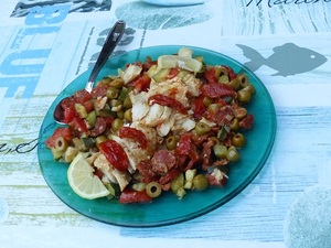 recette - Dos de cabillaud au chorizo et olives